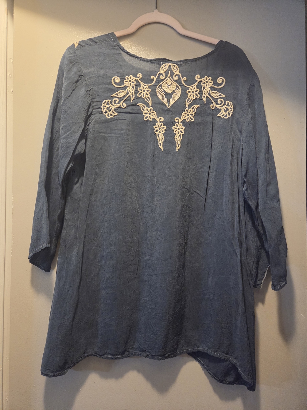 Johnny Was Slate Blue Cupra Rayon Blouse - Picture 3 of 5